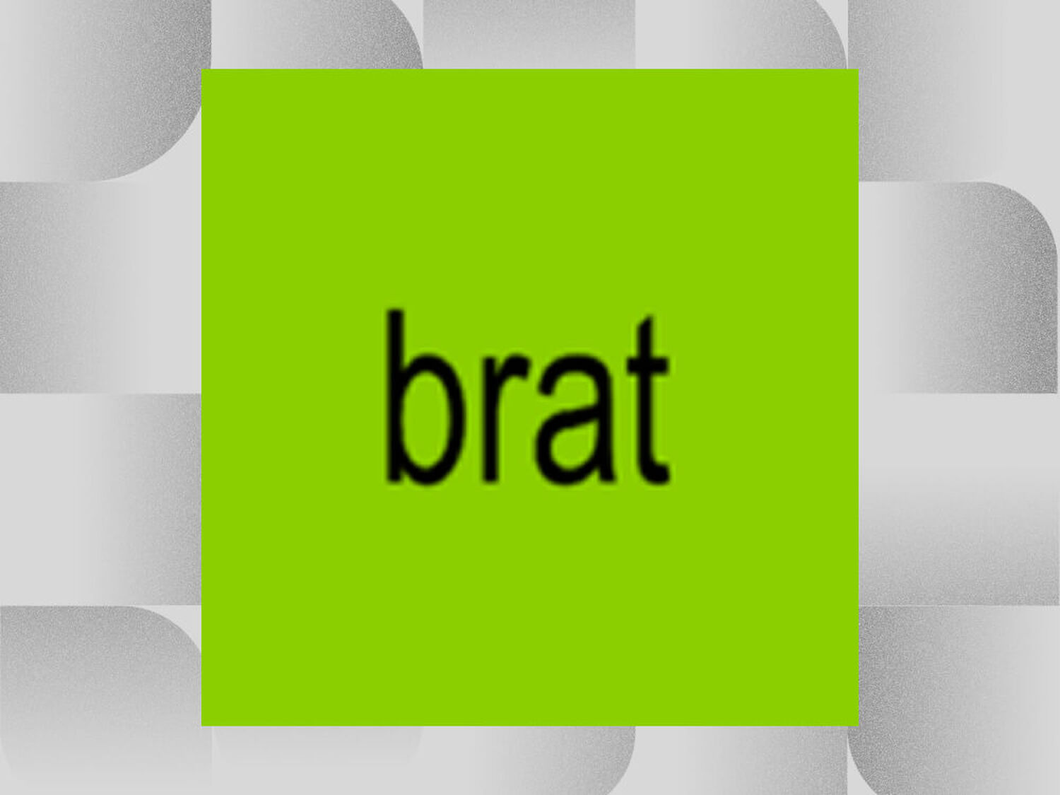 Neon green square with black text